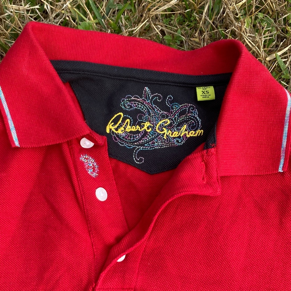 Robert Graham Vibrant Red Polo with Embroidery